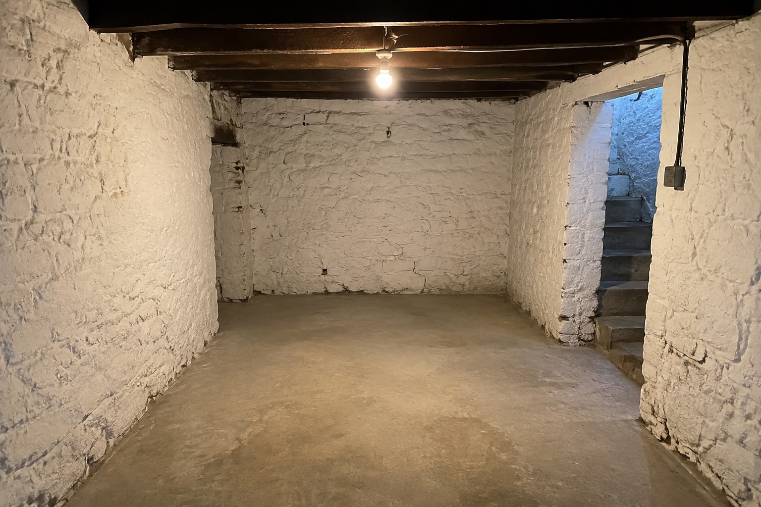 Cave vidée et balayée après débarras